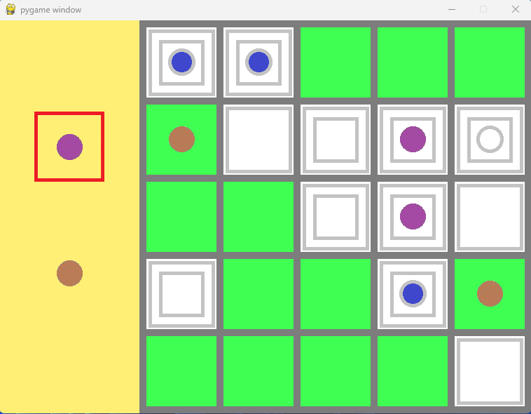 A screenshot of my Santorini pygame program
